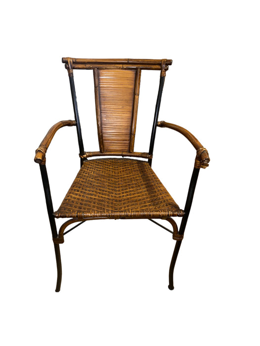 Rattan Bamboo & Metal Shaker Chair with Arms