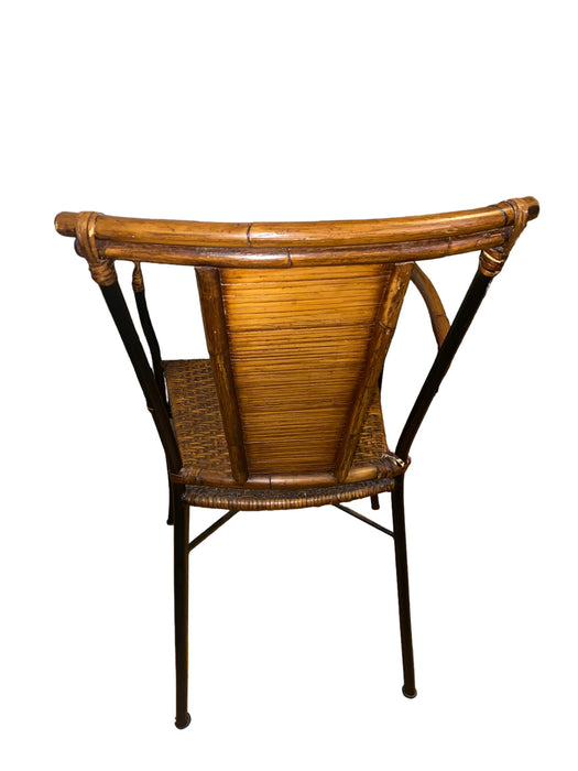 Rattan Bamboo & Metal Shaker Chair with Arms