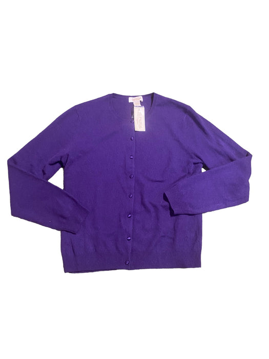 Peck & Peck Women's Pure Cashmere Sweat Button Top Royal Purple (Size: XL)