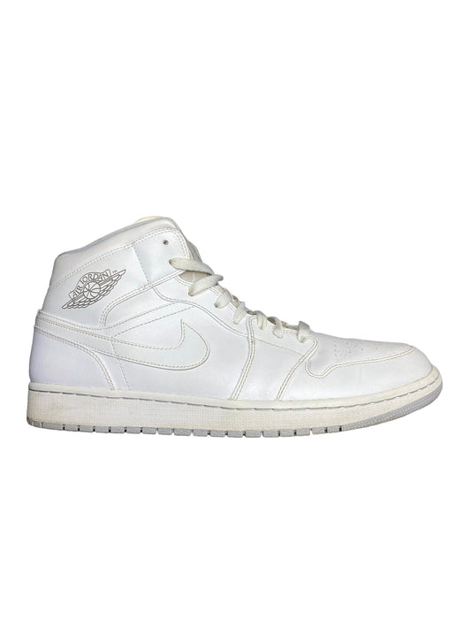 Jordan 1 Retro Mid White Wolf Grey Basketball Shoes Men's (Size: 13) 554724-112