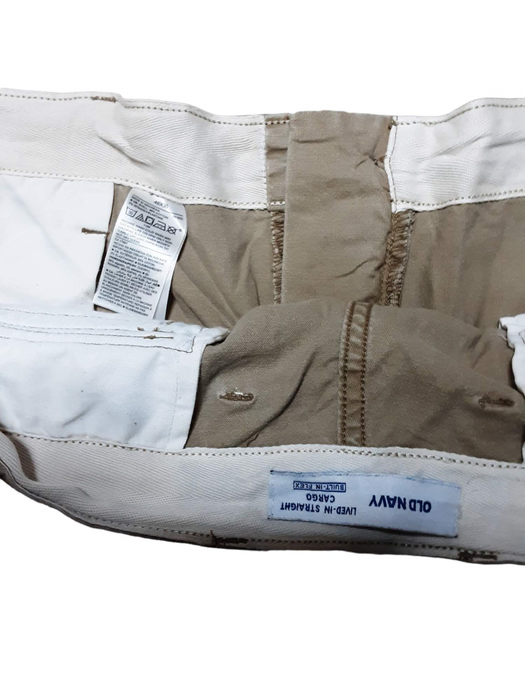 Old Navy Men's Lived-In Straight Cargo Flex Pants Khaki (Big & Tall: 46 x 30)