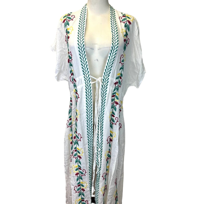 Curations Women's Embroidered Gauze Kaftan Cover-Up White (Size: PL) NWT