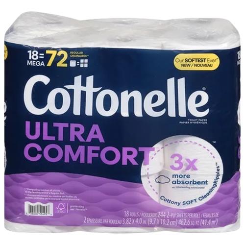 Cottonelle Ultra Comfort Toilet Paper, Strong Toilet Tissue 18 Mega Rolls Local