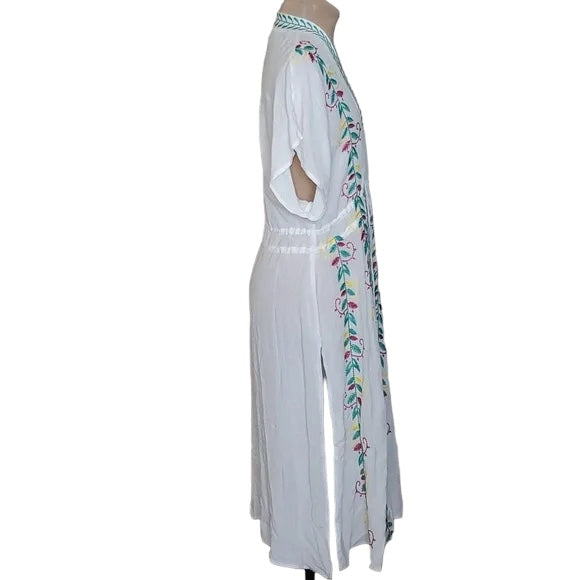 Curations Women's Embroidered Gauze Kaftan Cover-Up White (Size: PL) NWT