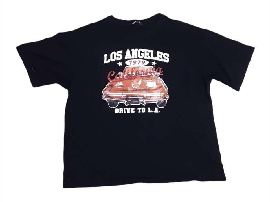 Shein Black Women's Los Angeles California Old Fashion Tee Top (Size: M)