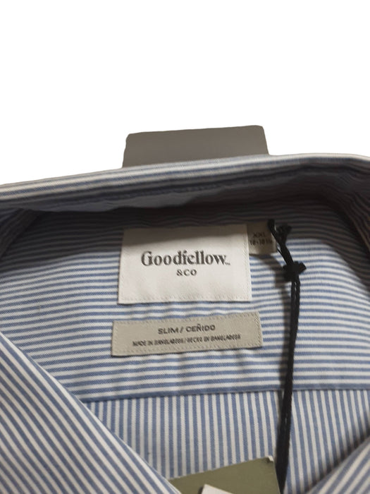 Goodfellow Men's Button Down Stripe Casual Shirt Blue/White (Big & Tall: 2XL)