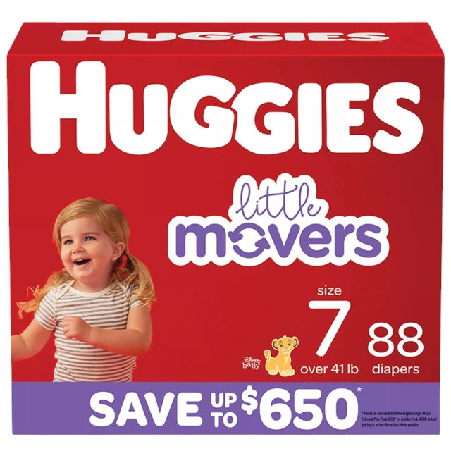 Huggies Little Movers Perfect Fitting Diapers (Size 7 41+lbs) 88 Count Local