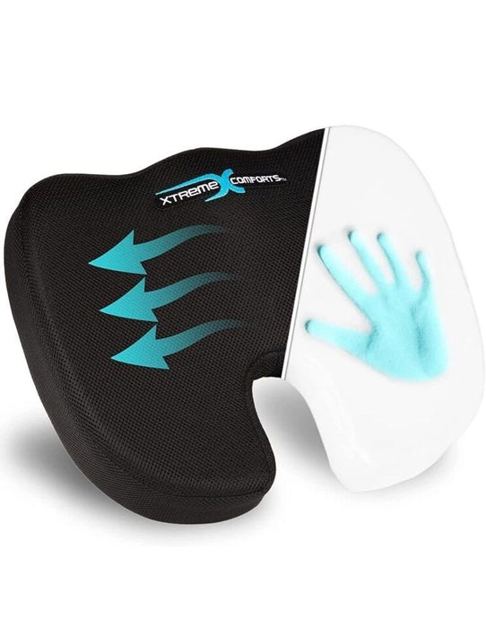 Xtreme Comforts Foam Coccyx Tailbone Cushion - Orthopedic Non-Slip Chair Pillow