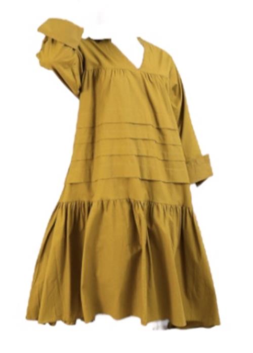 KaraChic Women's Cuff-Sleeve Tiered Tunic Dress Olive (One Fits Most) NWT