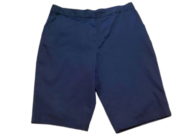 Izod Boys Pleated Husky Uniform Chino Shorts Navy Blue (Size: 10H)