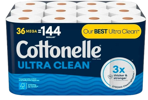 Cottonelle Ultra Clean 284-Sheet Toilet Paper, 36 Mega Rolls