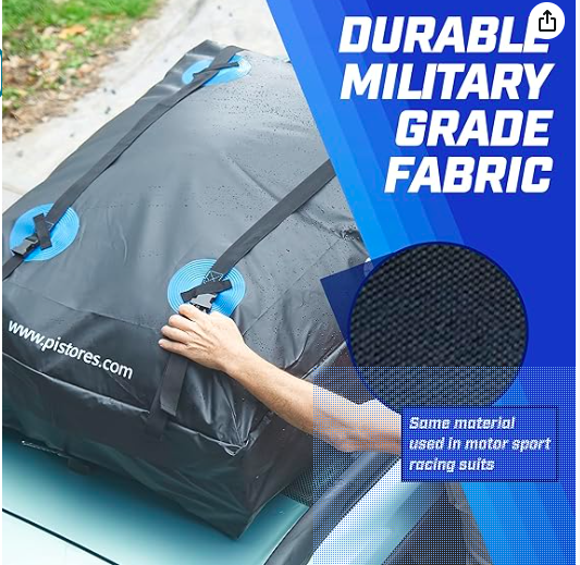 Rooftop Cargo Carrier Waterproof Car Roof Bag w/ Protective Mat Local