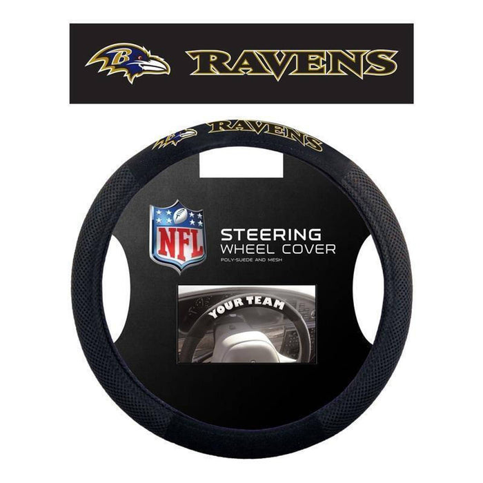 Baltimore Ravens NFL Poly-Suede Steering Wheel Cover Black