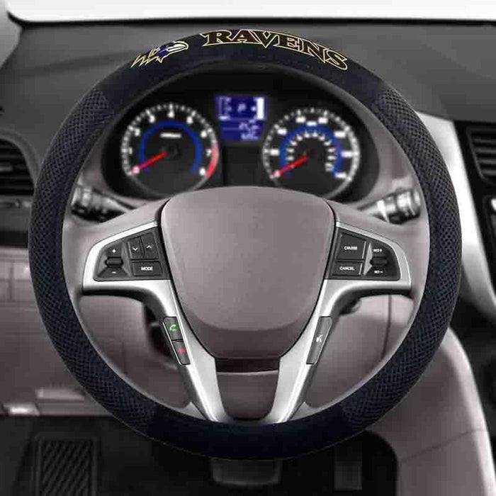 Baltimore Ravens NFL Poly-Suede Steering Wheel Cover Black