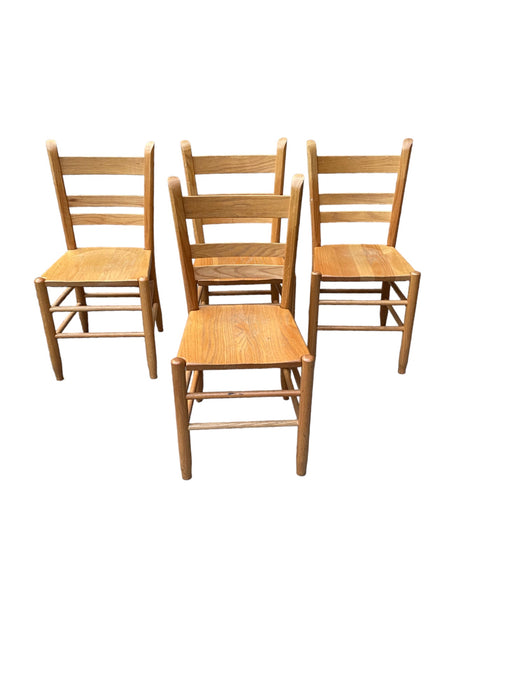 Solid Oak Wood Thumb/Ladder Back Farmhouse Shaker Dining Chairs (Set of 4)