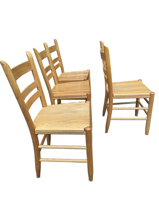 Solid Oak Wood Thumb/Ladder Back Farmhouse Shaker Dining Chairs (Set of 4)