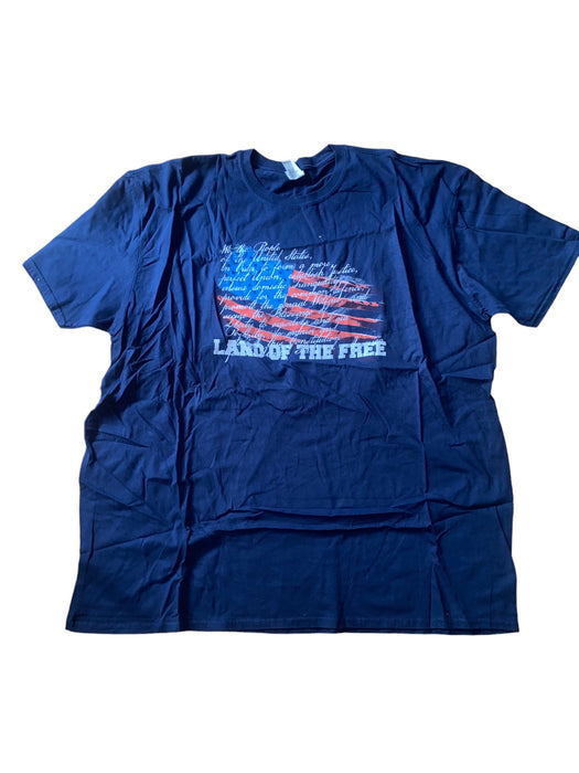 Gildan Men's "Land Of The Free" Short Sleeve  T-Shirt Navy (Size: 3XL) NWT