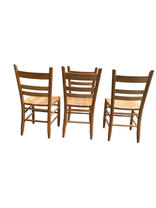 Solid Oak Wood Thumb/Ladder Back Farmhouse Shaker Dining Chairs (Set of 4)