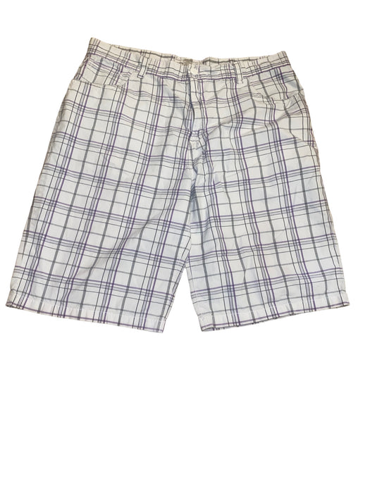 FootAction Men's Plaid Cargo Shorts White (Size: 40 x 13)