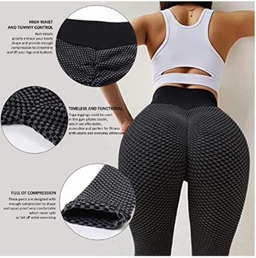 Women's Gray High Waist Yoga Workout Tummy Control Stretch Leggings (Size: S)