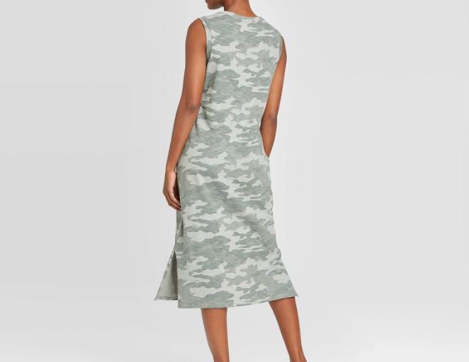 Universal Thread Women's Green Camouflage Sleevless Dress (Size: S) 19106788779