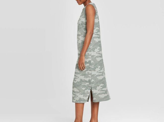 Universal Thread Women's Green Camouflage Sleevless Dress (Size: S) 19106788779