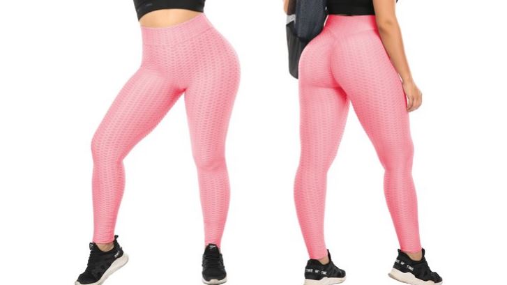 Women's Light Pink Booty Lift Scrunch Active Yoga Leggings (Size: S)