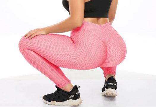 Women's Light Pink Booty Lift Scrunch Active Yoga Leggings (Size: S)