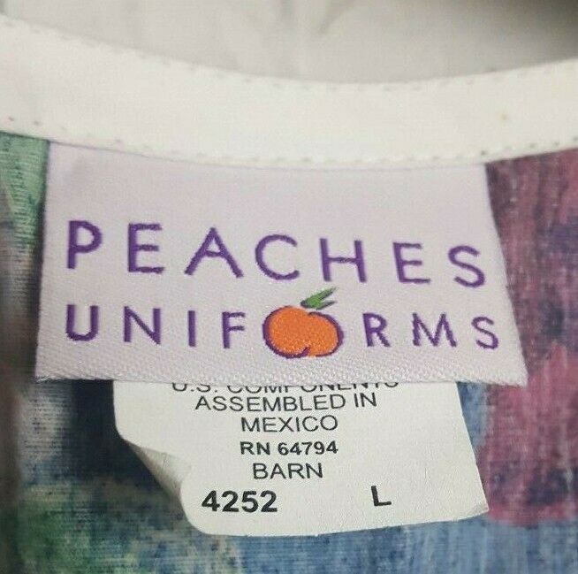 Peaches Uniform Women's Blue Scrub Top Size: L)