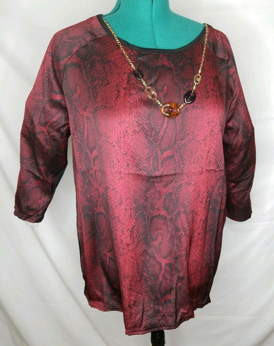 Goddess Red/Black Snake Print Round Neck Short Sleeves Top