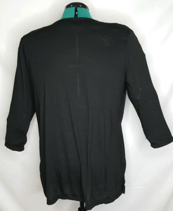 Karen Brooks Black Sparkles Front Tunic 3/4 Sleeve Top