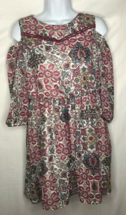 Amy's Closet Girls Purple Floral Cold Shoulder Midi Dress (Size: 16)