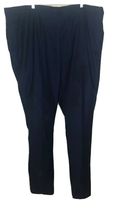 Kings Court Men's Unhemmed Elastic Waist Navy Blue Slacks (Big & Tall: 48 L)