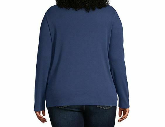 Liz Claiborne Blue Long Sleeve Crew Neck Tee (Size: 5X)