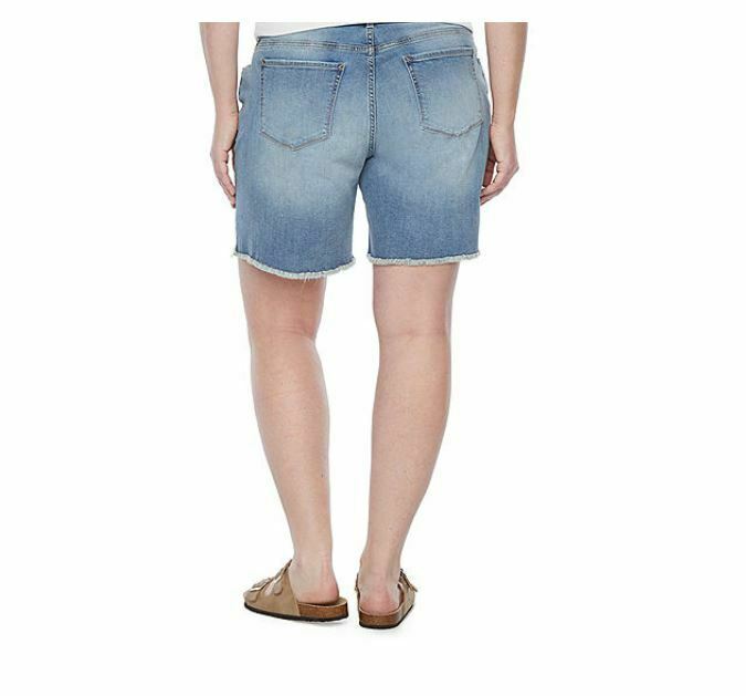A.n.a Blue Plus Mid Rise Denim Midi Shorts (Size: 24W)