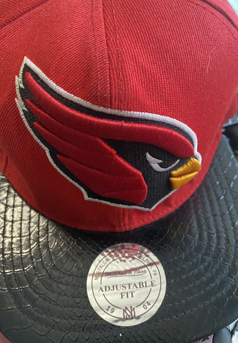 Arizona Cardinals NFL Mitchell & Ness Leather-Like Brim Cap (One Size)