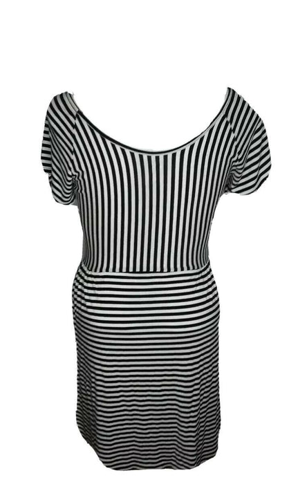 A.n.a. Black/White Striped Smooth Dress (Size: L)