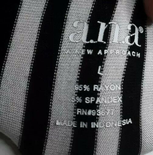 A.n.a. Black/White Striped Smooth Dress (Size: L)