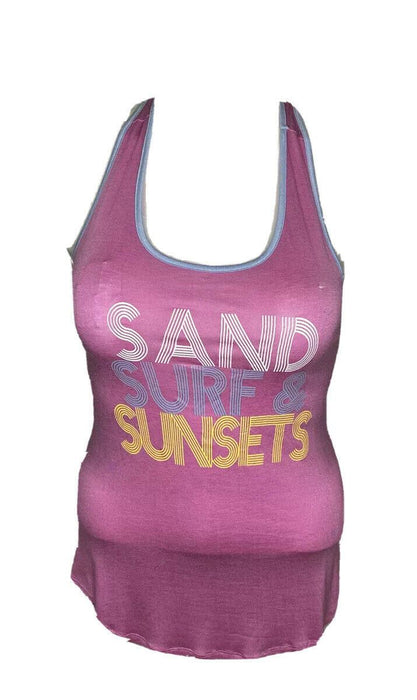 About A Girl Pink Sleeveless "Sand Surf & Sunset" Top (Size: 8)