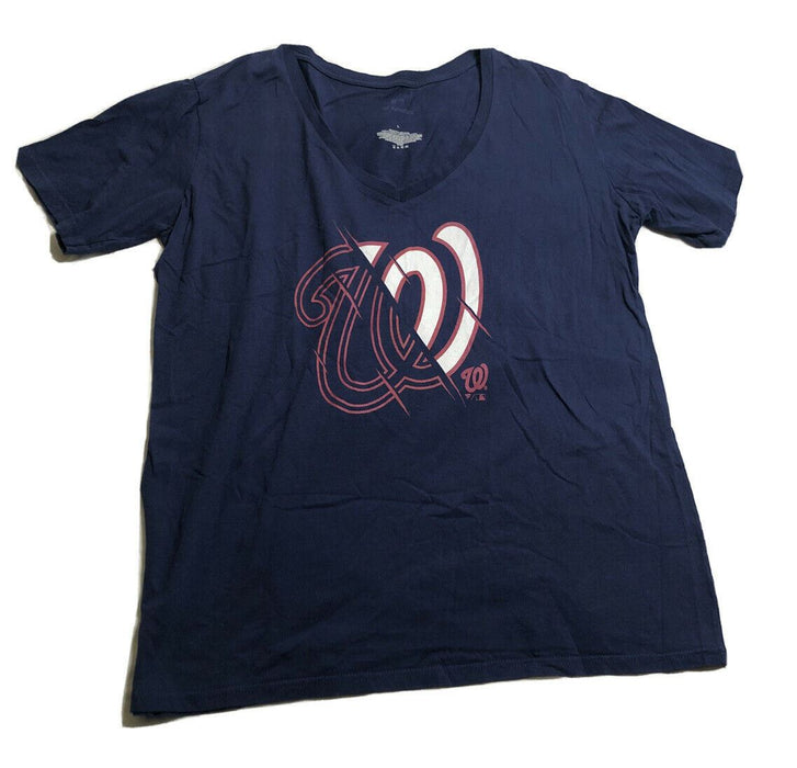 Washington Nationals MLB Women's Fanatics V-Neck Tee Blue (Size: Large)