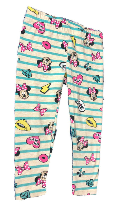 Disney Junior Minnie Mouse Off White Striped Leggings (Size: 2T)