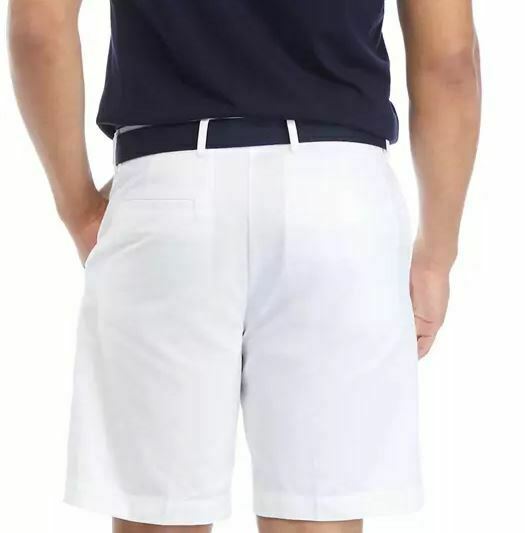 Savane Men's Belted Twill Flat Front Shorts White (Size: 40 x 9") New