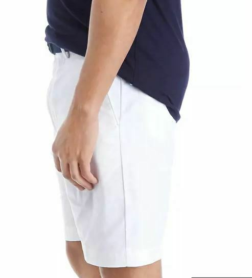 Savane Men's Belted Twill Flat Front Shorts White (Size: 40 x 9") New