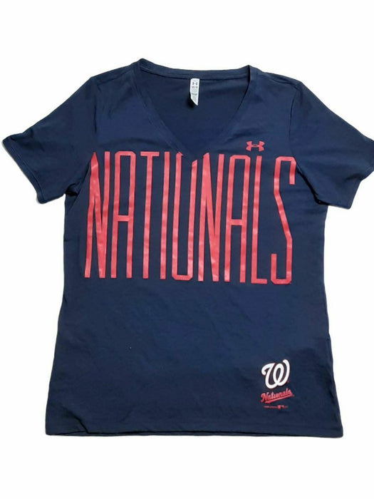 Washington Nationals Under Armour V-Neck Heat Gear Top Blue (Women's Size: M)