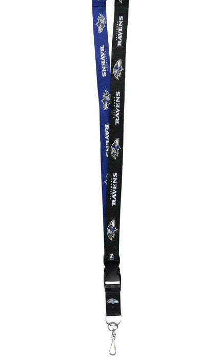 Baltimore Ravens NFL 2 Slides Lanyard 26" Black & Purple Key Chain \\