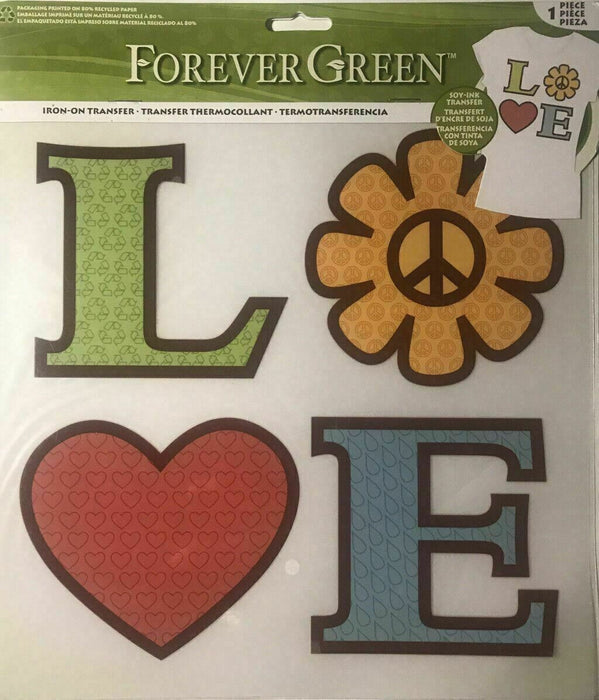 Forever Green "LOVE" T-Shirt Clothing Transfer Sticker 1PC