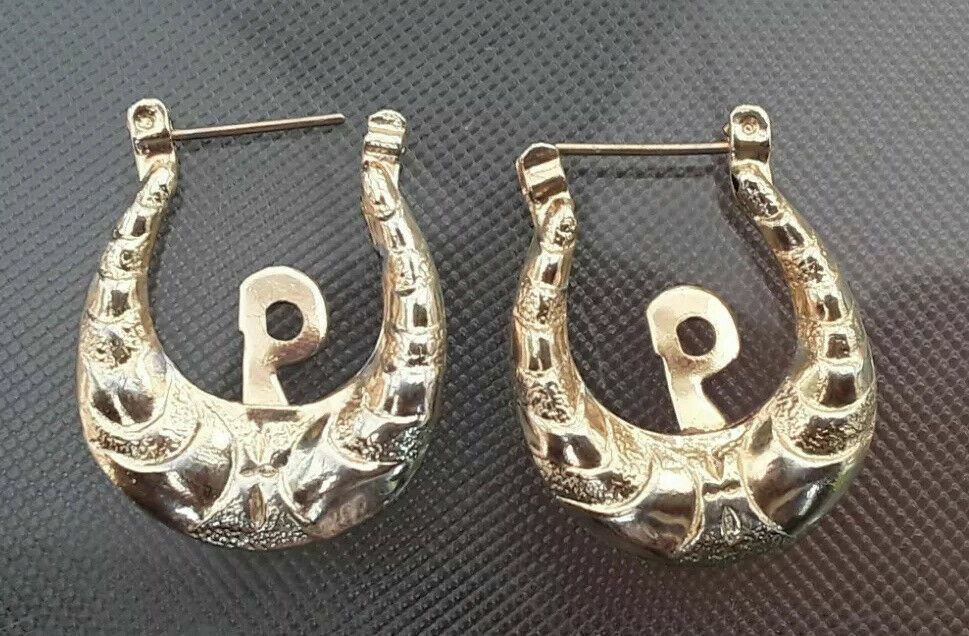 14kt.G.F. Pincatch Gold “P” Earrings