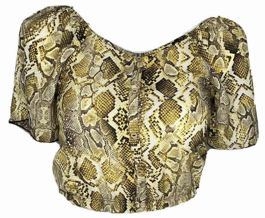 Free Kisses Yellow Snake Print Off The Shoulder Top (Size: M)