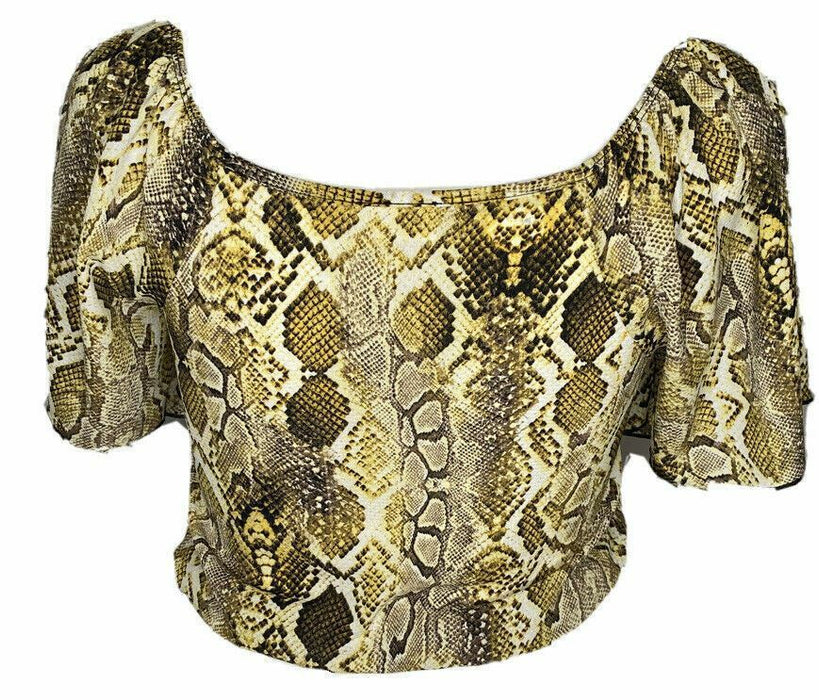 Free Kisses Yellow Snake Print Off The Shoulder Top (Size: M)