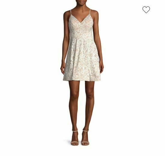 My Michelle Women's Nude Strapped A-Line Lace Dress Ivory (Size: 3) NWT!